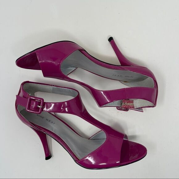 Nine West Jendavio Sandal T Strap Magenta Stiletto Women’s Size 7 - Picture 4 of 8